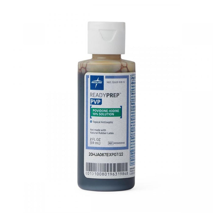 Medline ReadyPrep PVP Prep Solution, Povidone-Iodine, 10% Strength, Liquid, 2 ounce Bottle, Non-Sterile