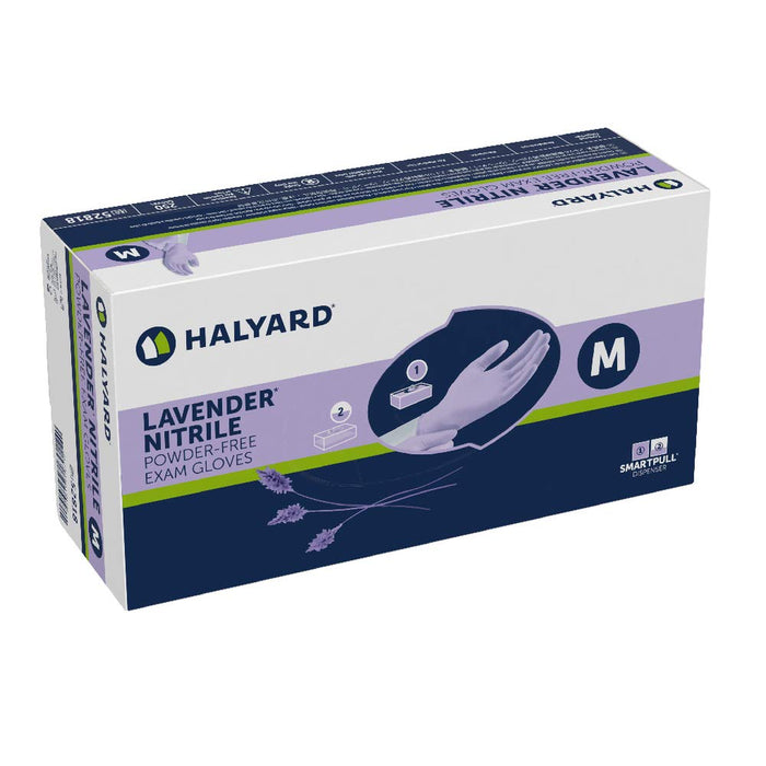 HALYARD LAVENDER NITRILE Exam Gloves, Powder-Free, Non-Sterile, 3.1 mil, 9.5", Lavender, Medium, 52818