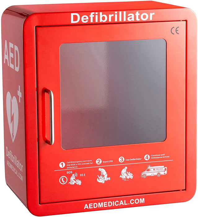 Stainless Steel AED Cabinet | With Door-Activated AlarmStainless Steel AED Cabinet | Wall Mount Storage Cabinet for Defibrillators | Compact AED Surface Mount Cabinet