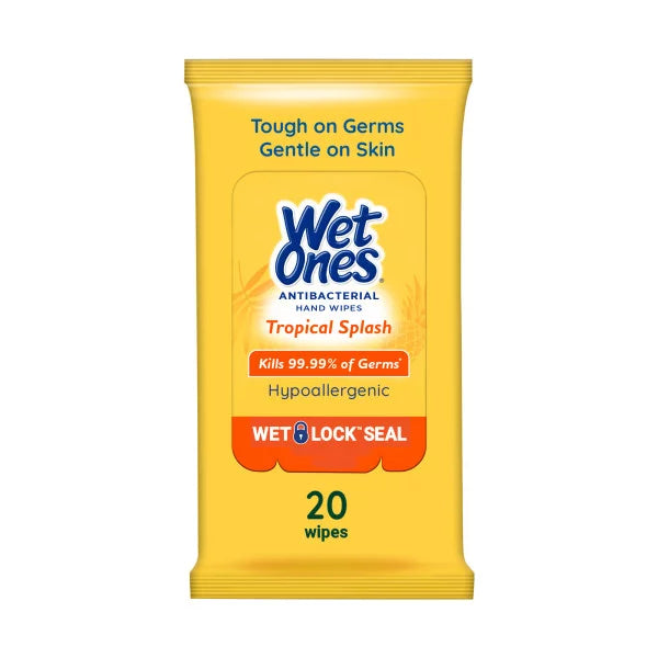 Wet Ones Antibacterial Tropical Splash Scent Hand Wipes 20 Ct Travel Pack ( 12 Packs)