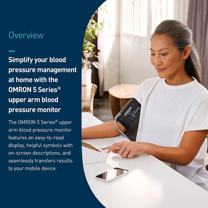 Omron 5 Series Blood Pressure Monitor Upper Arm Cuff, Digital Bluetooth Blood Pressure (BP7255)