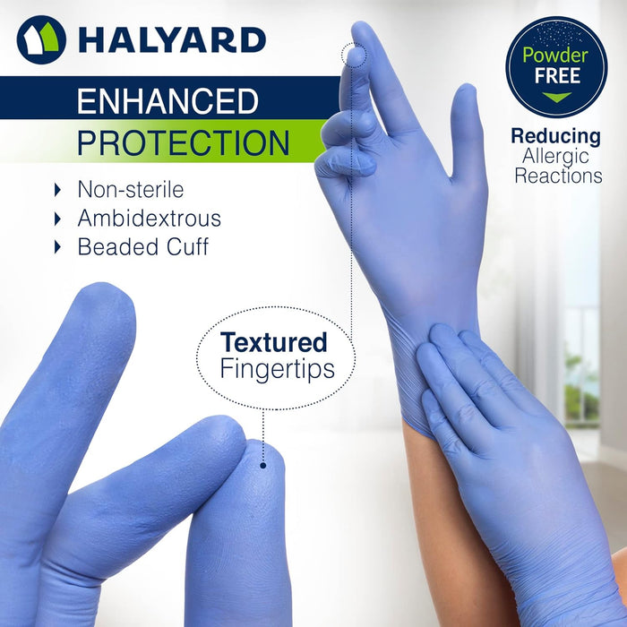 HALYARD AQUASOFT Nitrile Exam Gloves, Non-Sterile, Powder-Free, 3.1 mil, 9.5", Blue, X-Large, 43936 (Case of 2500)