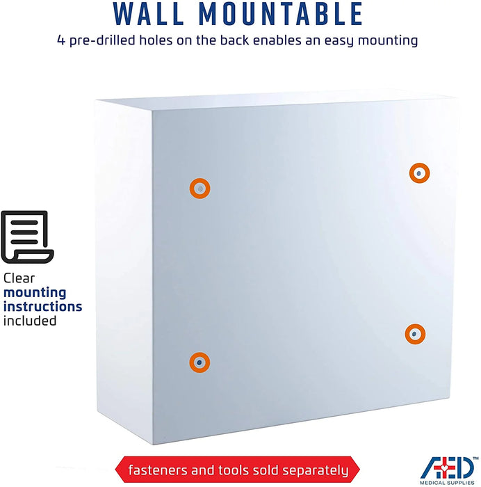 Stainless Steel AED Cabinet | Wall Mount Storage Cabinet for Defibrillators | Compact AED Surface Mount Cabinet