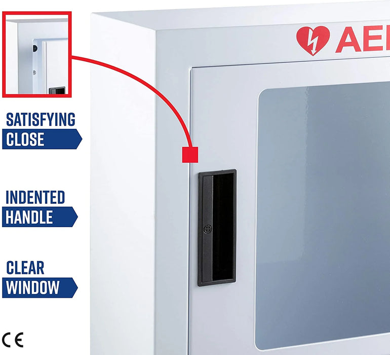 Stainless Steel AED Cabinet | Wall Mount Storage Cabinet for Defibrillators | Compact AED Surface Mount Cabinet