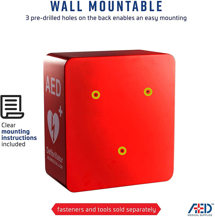 Stainless Steel AED Cabinet | With Door-Activated AlarmStainless Steel AED Cabinet | Wall Mount Storage Cabinet for Defibrillators | Compact AED Surface Mount Cabinet