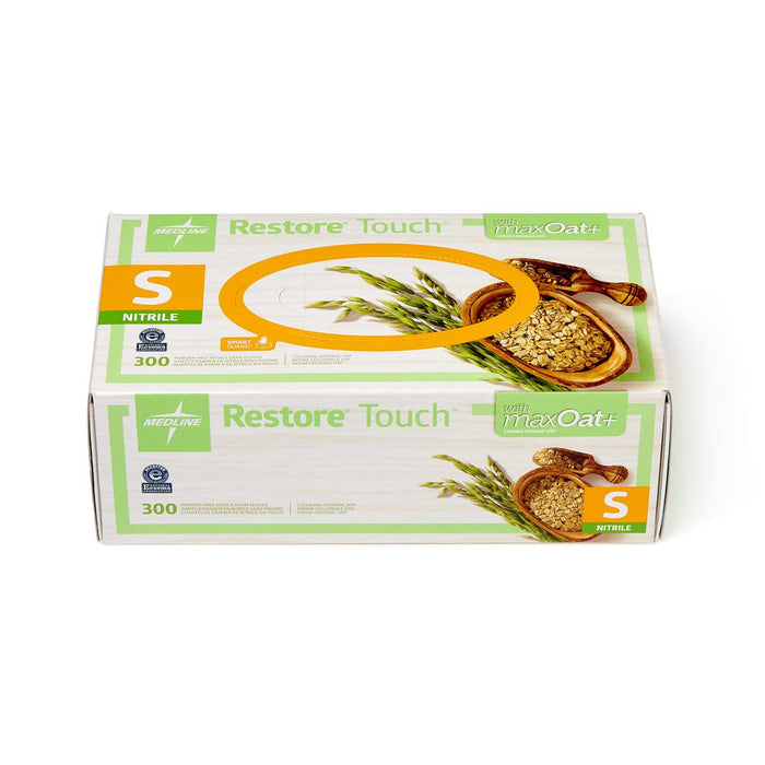 Medline Restore Touch Nitrile Gloves max Oat+ S 3000 Ct