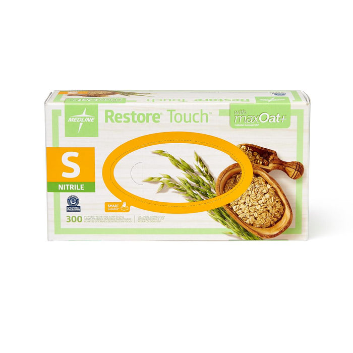 Medline Restore Touch Nitrile Gloves max Oat+ S 3000 Ct