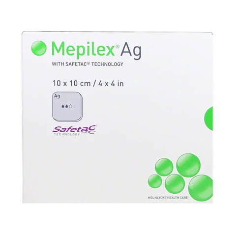 Molnlycke Mepilex AG Foam Dressing W/Silver 4" X 4" 5/bx